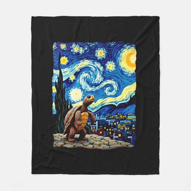 Artistic Turtle Shirt  Starry Night Turtle (2) Fleece Blanket (Front)