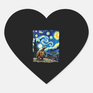 Artistic Turtle Shirt  Starry Night Turtle (2) Heart Sticker