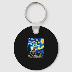 Artistic Turtle Shirt  Starry Night Turtle (2) Key Ring