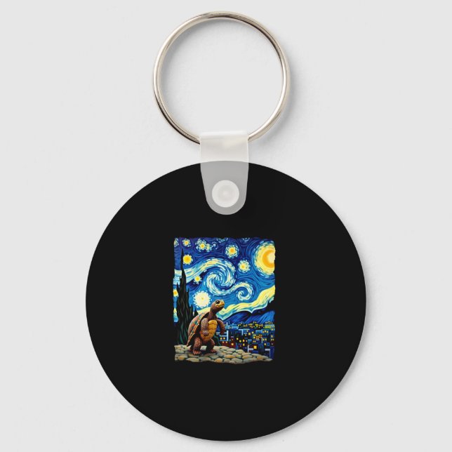 Artistic Turtle Shirt  Starry Night Turtle (2) Key Ring (Front)