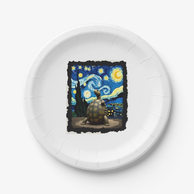 Artistic Turtle Shirt  Starry Night Turtle (2) Paper Plate (Front)