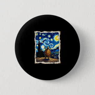 Artistic Turtle Shirt  Starry Night Turtle (3) 6 Cm Round Badge