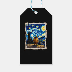 Artistic Turtle Shirt  Starry Night Turtle (3) Gift Tags