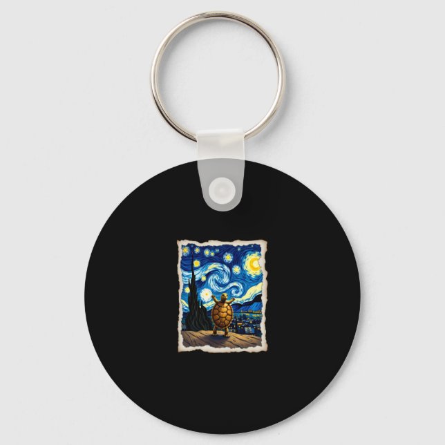 Artistic Turtle Shirt  Starry Night Turtle (3) Key Ring (Front)
