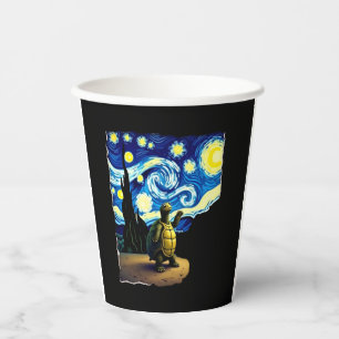 Artistic Turtle Shirt  Starry Night Turtle (4) Paper Cups