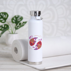 Artistic Twin Koi Fish Illustration Thermal Water Bottle