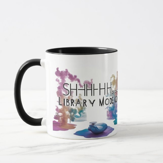 Artistic Two-Tone Book Lover Coffee Cup (Left)