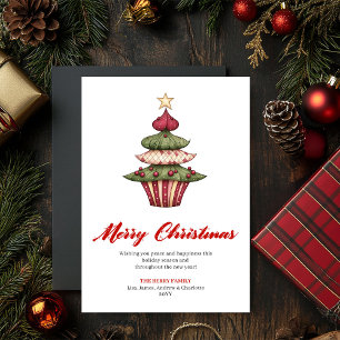 Artistic Unique Christmas Tree Greeting Printable Holiday Card