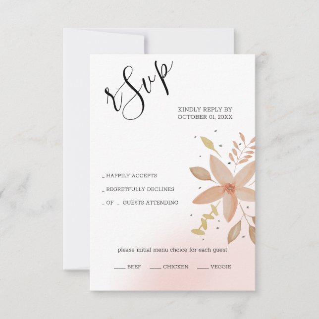 Artistic Unique Terracotta Floral Watercolor RSVP Card (Front)