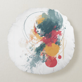 Artistic Unisex T-Shirt - Vibrant Abstract Design Round Cushion
