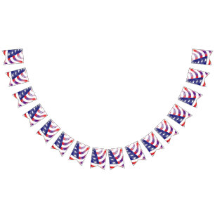 Artistic US Flag Red White and Blue Bunting Flags