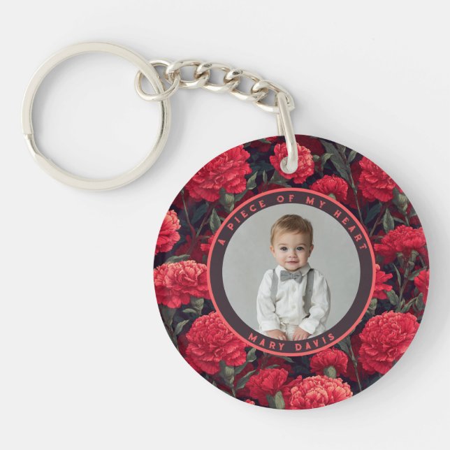 Artistic valentines keepsake Custom Carnation Key Ring (Front)