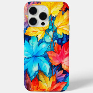 Artistic Vibrant Fallen Autumn Leaves Illustration iPhone 15 Pro Max Case