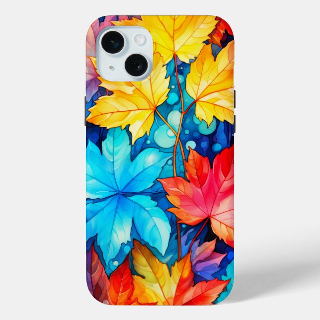 Artistic Vibrant Fallen Autumn Leaves Illustration Case-Mate iPhone Case (Back)
