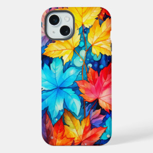 Artistic Vibrant Fallen Autumn Leaves Illustration iPhone 15 Plus Case