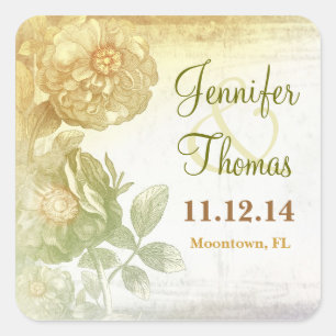 artistic vintage floral wedding stickers