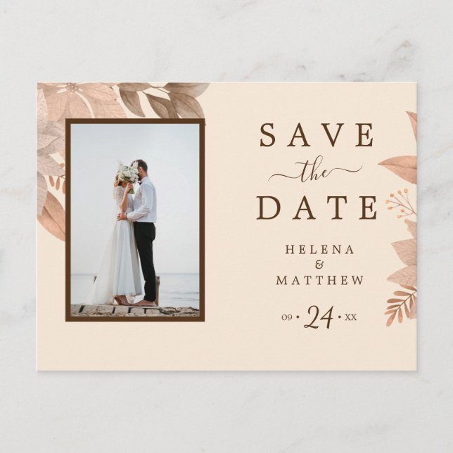 Artistic vintage floral weeding pink postcard (Front)