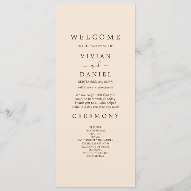 Artistic vintage floral weeding pink programme (Front)