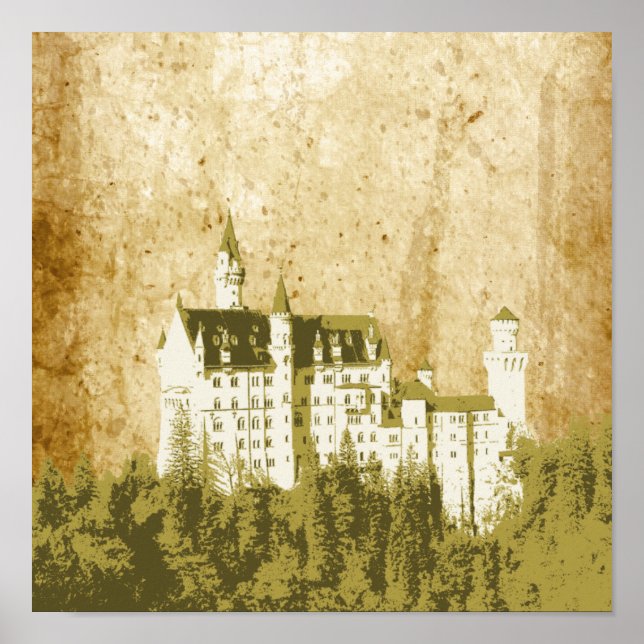 Artistic Vintage White Fantasy Castle Poster (Front)