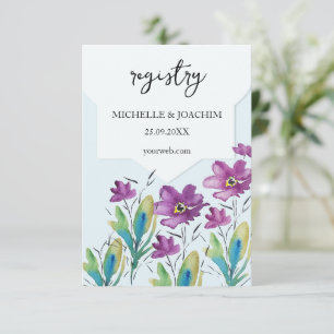 Artistic Violet Turquoise Wildflowers Watercolor Enclosure Card