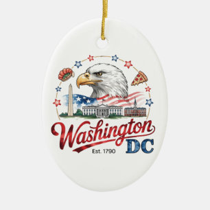 Artistic Washington DC Ceramic Ornament, Landmarks Tree Decoration