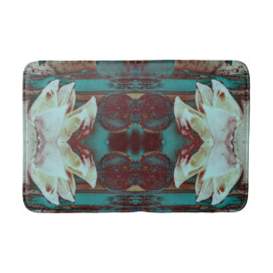 Artistic Water Lilly in Red and Blue Bath Mat