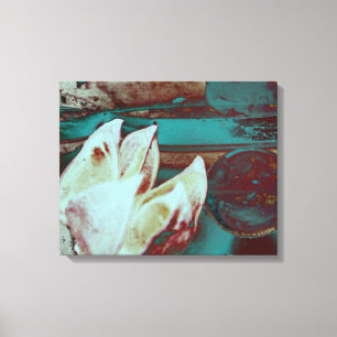 Artistic Water Lilly in Red and Blue Canvas Print