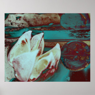 Artistic Water Lilly in Red and Blue Poster