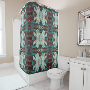 Artistic Water Lilly in Red and Blue Shower Curtain