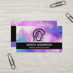 Artistic Watercolor background Womens Beauty Logo Business Card