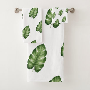 Artistic Watercolor Botanical Bath Towel Set
