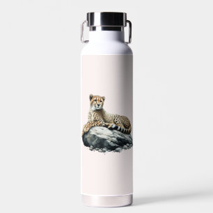Artistic Watercolor Cheetah Water Bottle