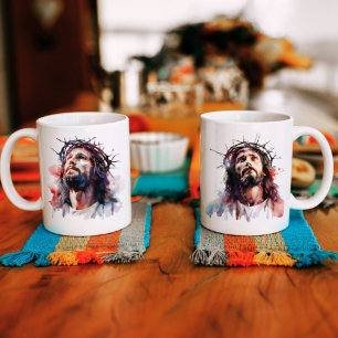 Artistic Watercolor Christian Jesus Christ Coffee Mug