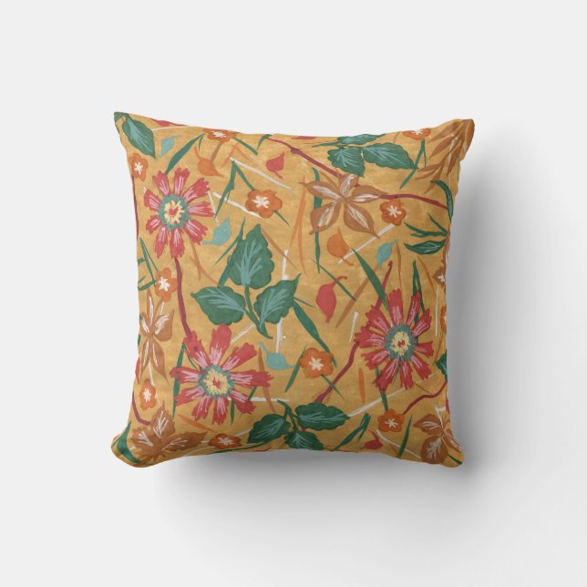 Artistic Watercolor Flowers: Colourful Background. Cushion (Front)