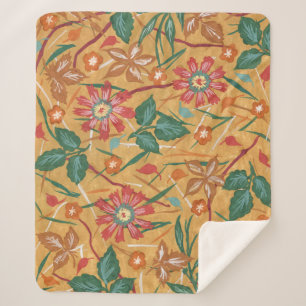 Artistic Watercolor Flowers: Colourful Background. Sherpa Blanket