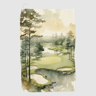 Artistic watercolor golf course towel