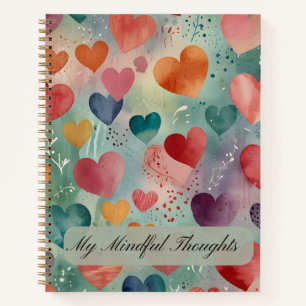 Artistic Watercolor Hearts Pattern Notebook