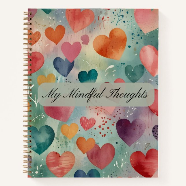 Artistic Watercolor Hearts Pattern  Notebook (Front)