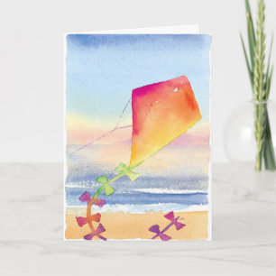 Artistic watercolor kite customisable card