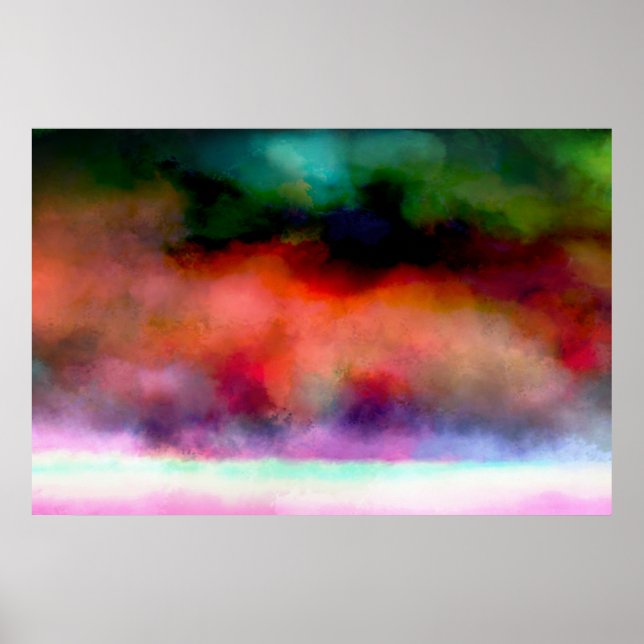 Artistic Watercolor Landscape Clouds and Sea Poster (Front)