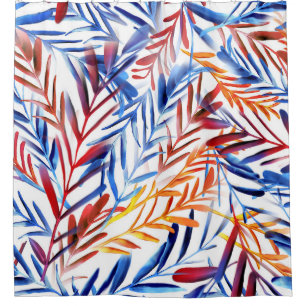 Artistic Watercolor Leaf Design Shower Curtain