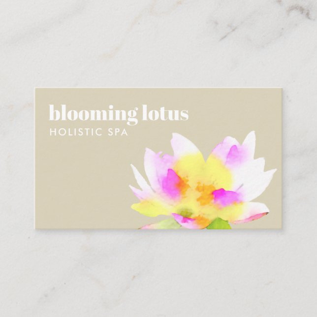 Artistic Watercolor Lotus Flower Natural Beauty Business Card (Front)