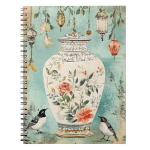 Artistic watercolor of an antique decorative vase notebook