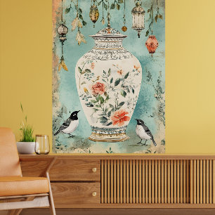 Artistic watercolor of an antique decorative vase poster