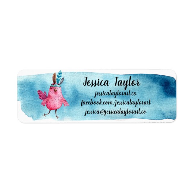 Artistic Watercolor Pink Birdie Customisable (Front)