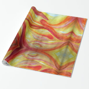 Artistic Watercolor red Yellow  Wrapping Paper