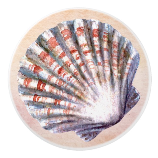 Artistic watercolor seashell Ocean vibes Ceramic Knob (Front)