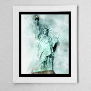 Artistic Watercolor Statue of Liberty Poster