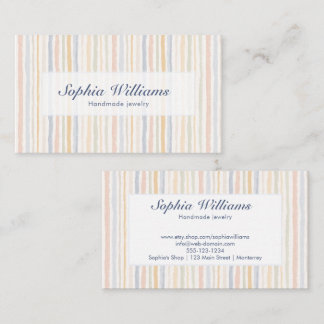 Artistic Watercolor Stripes Handmade Brand Business Card