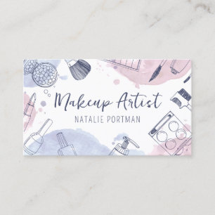 Artistic Watercolor Style Makeup Artist Business Card
